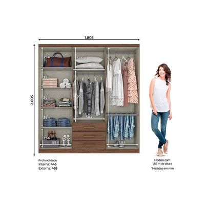 Guarda Roupa Casal 6 Portas E 3 Gavetas Caju Da136 Branco - Henn