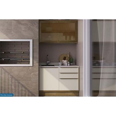 Cozinha Modulada Completa Versalis 2 Peças 1 Aéreo + 1 Balcão C2p168 Freijó Cinza Argila Herval