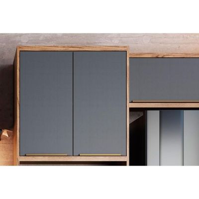 Kit Cozinha Modulada 6 Peças Versalis 2 Aéreos + 2 Balcões+ 1 Paneleiro + 1 Complemento C6p162 Freijó Cinza Argila Herval