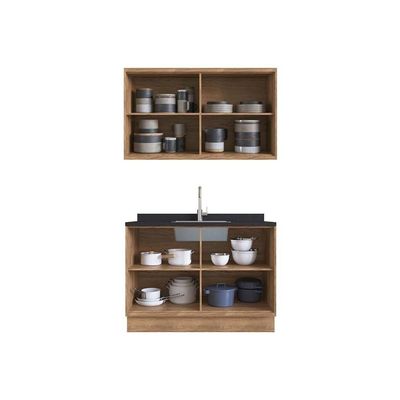Cozinha Modulada Completa Versalis 2 Peças 1 Aéreo + 1 Balcão C2p168 Freijó Grafite Herval