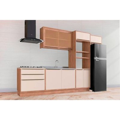 Cozinha Completa 6 Peças Versalis 2 Aéreos 2 Balcões 1 Torre Quente 1 Complemento C6p191 Freijó Cinza Argila Herval