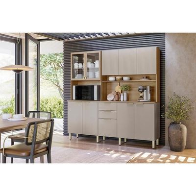 Cozinha Compacta Kit Amora Com 10 Portas E 2 Gavetas 198cm Amendola Nude Prime Tx