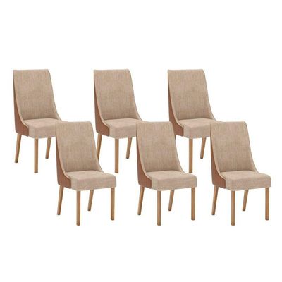 Kit 6 Cadeiras Sala Jantar Ivy 6 Un Nature Courano Caramelo Creme