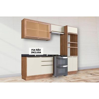 Cozinha Completa 4 Peças Versalis 2 Aéreos 1 Balcão 1 Torre Quente C4p190 Freijó Argila Herval