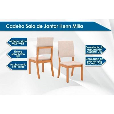 Conjunto Mesa Sala Jantar Orus Com Tampo Madeirado 120x80cm E 4 Cadeiras Milla Nature Off White Suede Marrom Henn