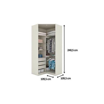 Guarda Roupa Closet Casal De Canto Oblíquo Mc05 Seletto C- 2 Portas E 3 Gavetas Areia-jequitibá - Henn