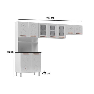 Cozinha Modulada Telasul Mirage New Mirage Aço 3 Peças 2 Aéreos + 1 Paneleiro Czc40 Branco-telasul