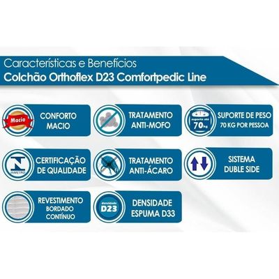 Colchão Casal Espuma D23 Comfortpedic Line (138x188x13) - Orthoflex