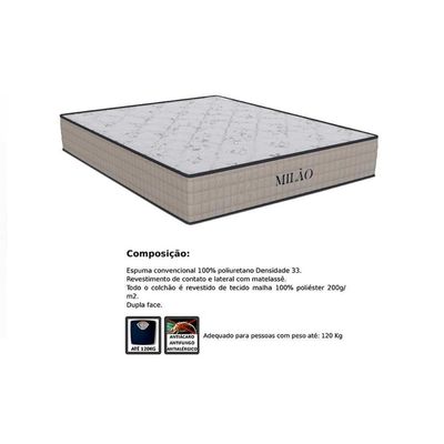 Colchão Viúva Espuma D33 Milão Bege (128x188x20) - Orthoflex