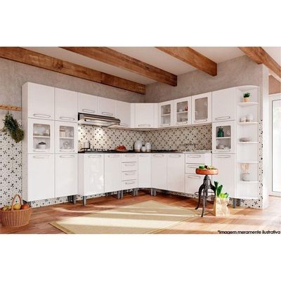 Cristaleira De Cozinha Paneleiro Evidence 7032 Com 3 Portas 1 Com Vidro Branco Bertolini