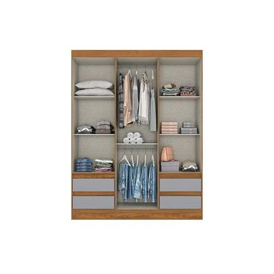 Guarda Roupa 3 Portas E 4 Gavetas Briz Lema B55 Nature-off White - Henn