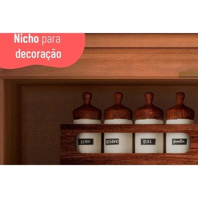 Módulo Cozinha Telasul Thela Macadâmia Armário Thela Macadâmia Com 1 Porta Ripada E Nicho 120cm Freijó Telasul