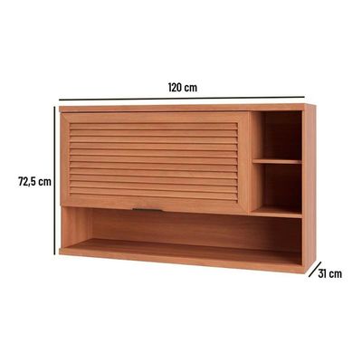 Módulo Cozinha Telasul Thela Macadâmia Armário Thela Macadâmia Com 1 Porta Ripada E Nicho 120cm Freijó Telasul