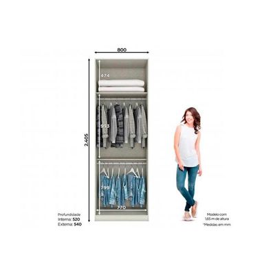Guarda Roupa Modulado C- 2 Portas Mc08 Seletto Areia-jequitibá - Henn