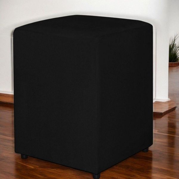 Puff Quadrado Decorativo Suede Preto Puff Quadrado Decorativo Suede Preto