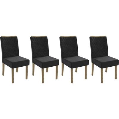Kit 2 Cadeiras De Cozinha 2cad129ng 4 Un Nogueira Suede Preto A038