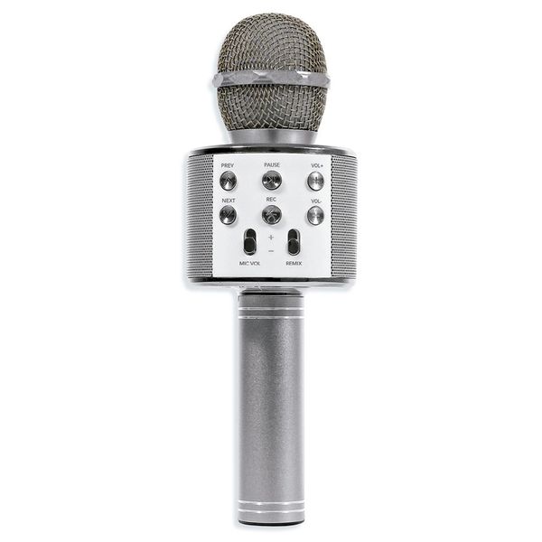 Microfone Bluetooth Star Voice Karaokê sem Fio Prata - Bivolt