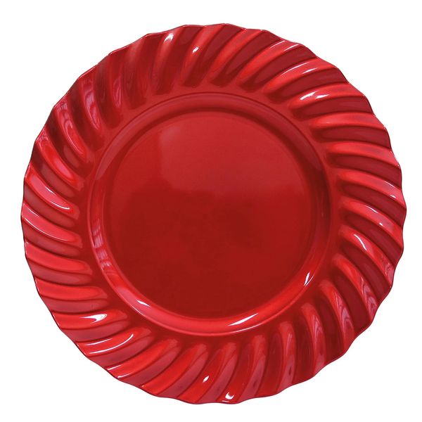 Sousplat em Plástico Yangzi Wave Vermelho 33cm