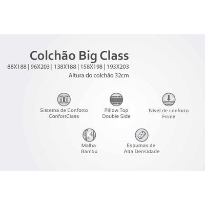 Colchão Solteirão Molas Conforclass Big Class Pillow Top (96x203x32) - Herval