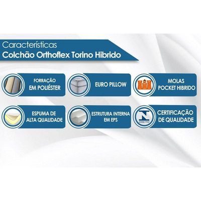 Colchão Queen Molas Ensacadas Masterpocket Torino Ibrido (158x198x32) - Orthoflex