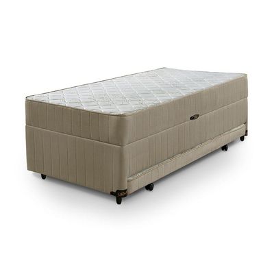 Colchão Solteiro Magnifico Pocket 3em1 Colchão Molas Ensacadas + Baú + Cama Auxiliar D28 88x60x188 - Bege