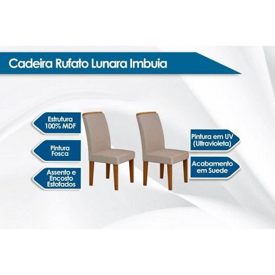 Kit 4 Cadeiras De Cozinha Lunara 4 Un Capuccino Suede Creme Rufato