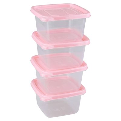 Conjunto de Potes São Bernardo Multiclick em Plástico Quadrado com 4 Peças 500ml - Item Sortido