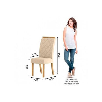 Conjunto Mesa De Cozinha Vértice Tampo Madeirado Com Vidro Canto Reto 120x80cm E 4 Cadeiras Bella Nature Amêndoa Henn