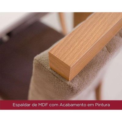 Conjunto Mesa De Cozinha Vértice Tampo Madeirado Com Vidro Canto Reto 120x80cm E 4 Cadeiras Bella Nature Amêndoa Henn