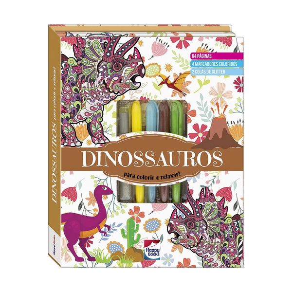Livro Infantil Todolivro Meu Superkit Brilhante de Arteterapia Dinossauros