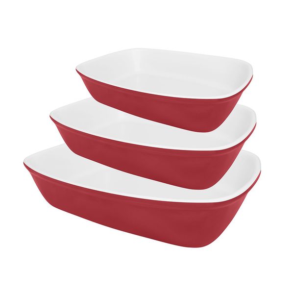 Conjunto de Travessas Bake Oxford em Porcelana com 3 Peças