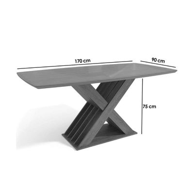 Mesa Para Cozinha Graviola Com Tampo Madeirado Com Vidro 90x170cm Nogueira Off White Vidro Off White Kappesberg