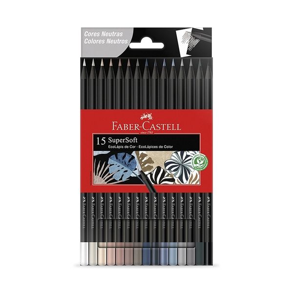 Lápis de Cor Faber-Castell Ecolápis Supersoft 15 Tons Neutros