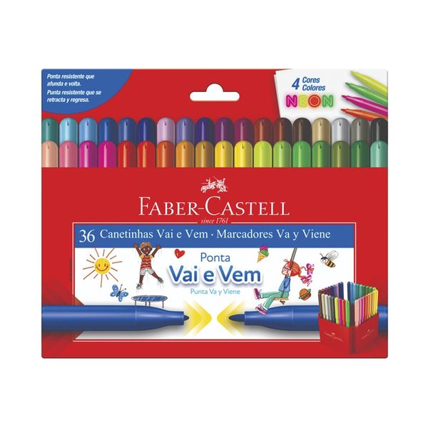 Hidrocor Faber-Castell Ponta Vai e Vem 36 Cores Vibrantes Hidrocor Faber-Castell Ponta Vai e Vem 36 Cores Vibrantes