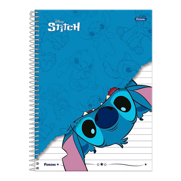 Caderno Universitário Foroni Espiral Capa Dura Disney Stitch 10 Matérias 160 Folhas - Item Sortido