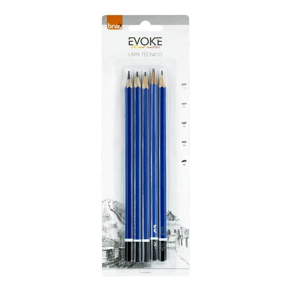 Kit Lápis Técnico Sextavado Brw com 5 Graduações