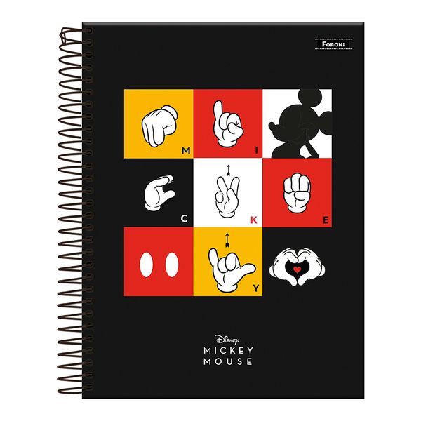 Caderno College Foroni Espiral Capa Dura Disney Mickey Vintage 10 Matérias 160 Folhas - Item Sortido