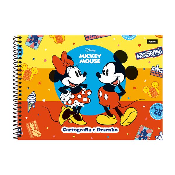 Caderno Cartografia Foroni Espiral Capa Dura Disney Mickey Vintage 80 Folhas