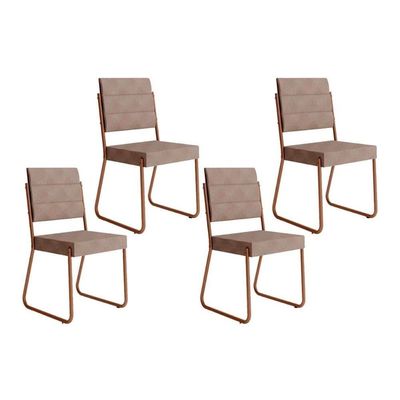 Kit 4 Cadeiras Sala Jantar 1736 4 Uni Rose Areia Caramelo Carraro