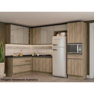 Módulo Cozinha Maxxi Balcão G746 Com 1 Porta E 4 Gavetas Sem Tampo 120cm Canela