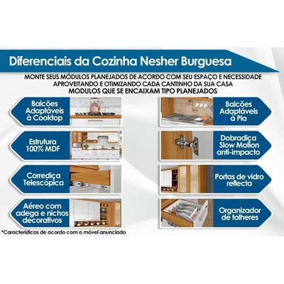Cozinha Modulada Completa Burguesa Premium 6 Peças 3aéreo+2balcões+ 1 Paneleiro C6p55 Freijó Grafite