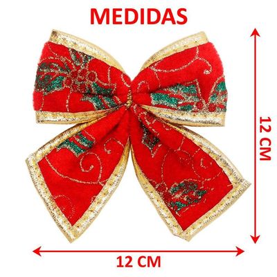 Kit 8 Enfeite Laços Natalino Vermelho árvore Natal De 12cm