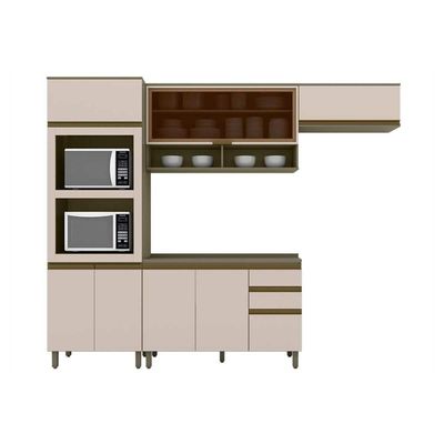 Cozinha Modulada Connect 5 Peças 2 Aéreos + 1 Balcão + 1 Paneleiro + 1 Complemento C6p25 Duna Cristal2 Aéreos + 1 Balcão + 1 Complemento
