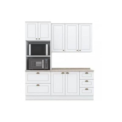 Cozinha Completa 4 Peças Americana 1 Aéreo Balcão 1 Paneleiro 1 Complemento Cz125 Branco