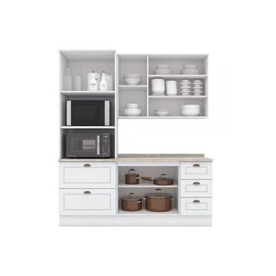 Cozinha Completa 4 Peças Americana 1 Aéreo Balcão 1 Paneleiro 1 Complemento Cz125 Branco
