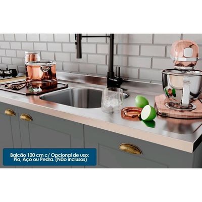 Kit Cozinha Modulada 4 Peças Americana 1 Aéreo + 2 Balcões + 1 Complemento Sem Pia Cz127 Cinza