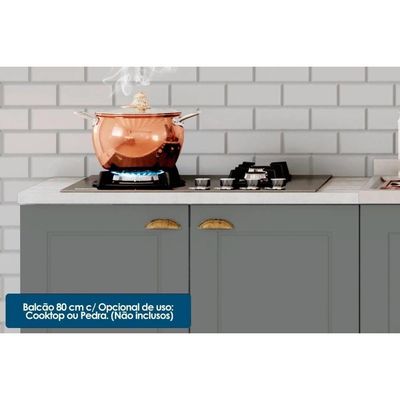 Kit Cozinha Modulada 4 Peças Americana 1 Aéreo + 2 Balcões + 1 Complemento Sem Pia Cz127 Cinza