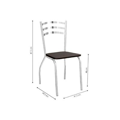 Sala De Jantar Volga Com Tampo De Vidro 95cm E 4 Cadeiras Portugal Cromada Bege