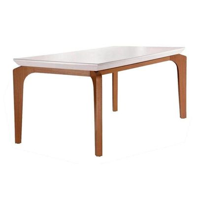 Conjunto Mesa De Cozinha Londrina Tampo Madeirado Com Vidro 120x80cm E 4 Cadeiras Athenas Capuccino Suede Creme Rufato