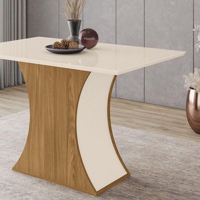 Mesa De Jantar 4 Lugares 120cm - Luiza - Nature - Off White